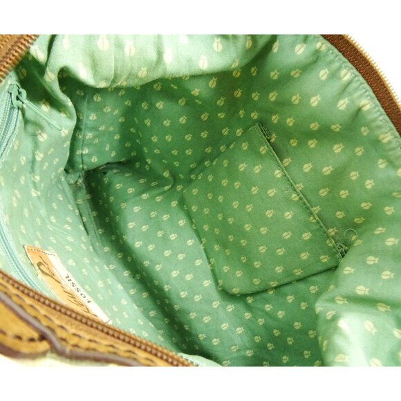 Fossil Key-Per Crossbody Tote Bag Geometric Print Coated Canvas Retro Style - Picture 9 of 12